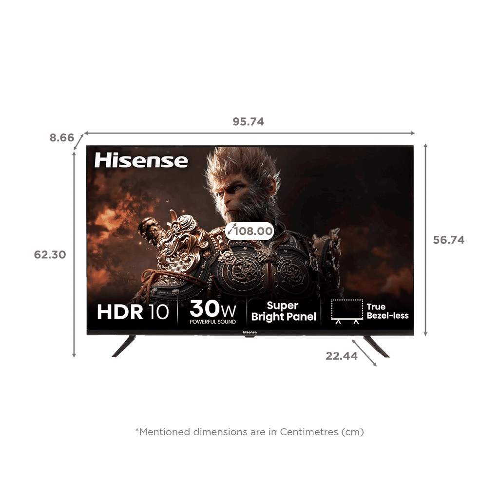 Hisense E63N 108 cm (43 inch) LED 4K Ultra HD Google TV with Dolby Atmos (2024 model)