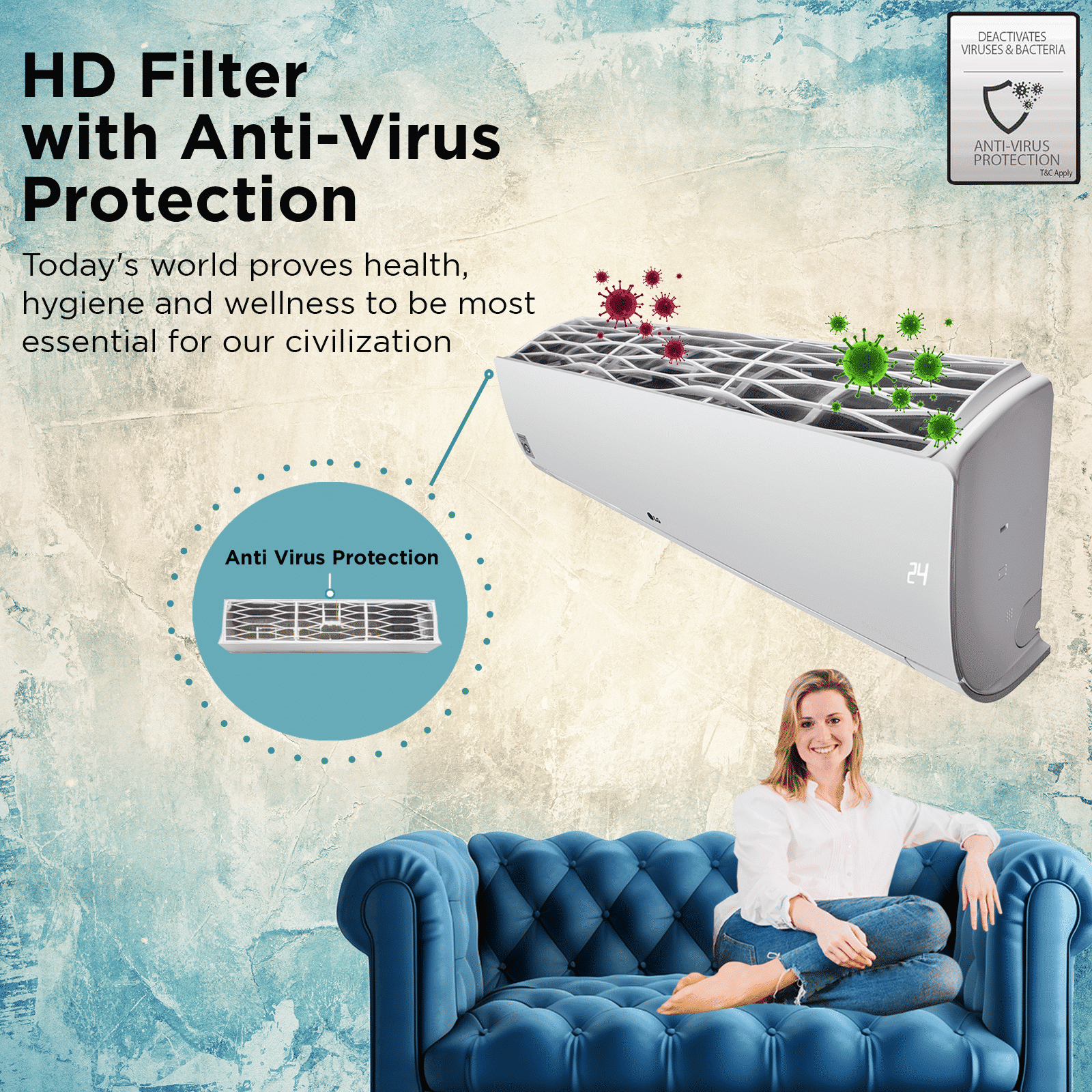 LG 6 in 1 Convertible 1.5 Ton 5 Star Dual Inverter Split AC with HD Filter (2025 Model, Copper Condenser, US-Q19ANZE.ANLG)