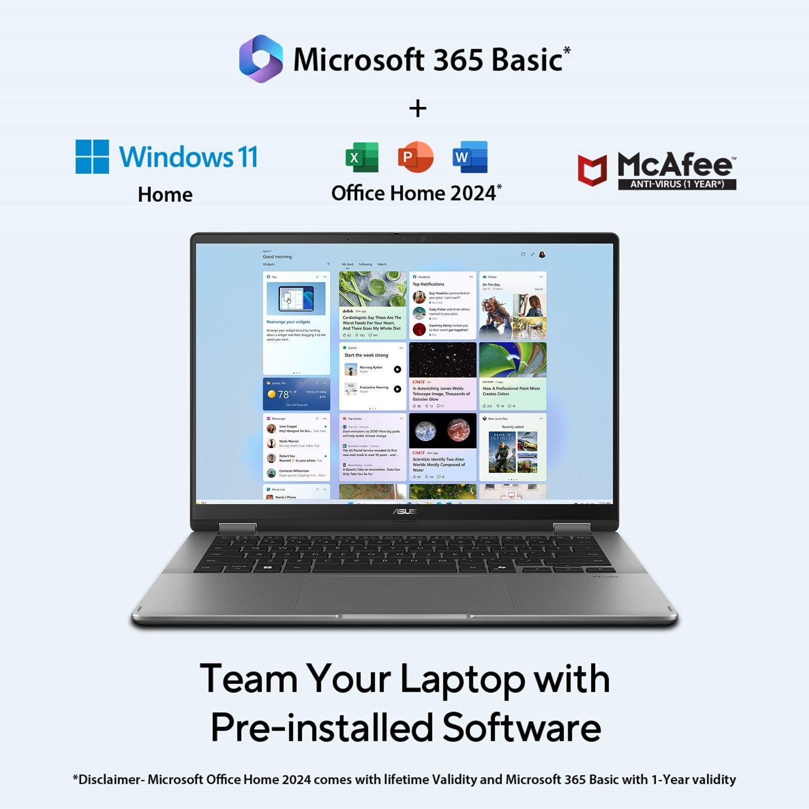 ASUS Vivobook 14 Flip Intel Core Ultra 5 Touchscreen 2-in-1 Laptop (16GB, 512GB SSD, Windows 11 Home, 14 inch OLED Display, MS Office Home 2024 & MS 365 Basic, Matte Gray, 1.57 KG)