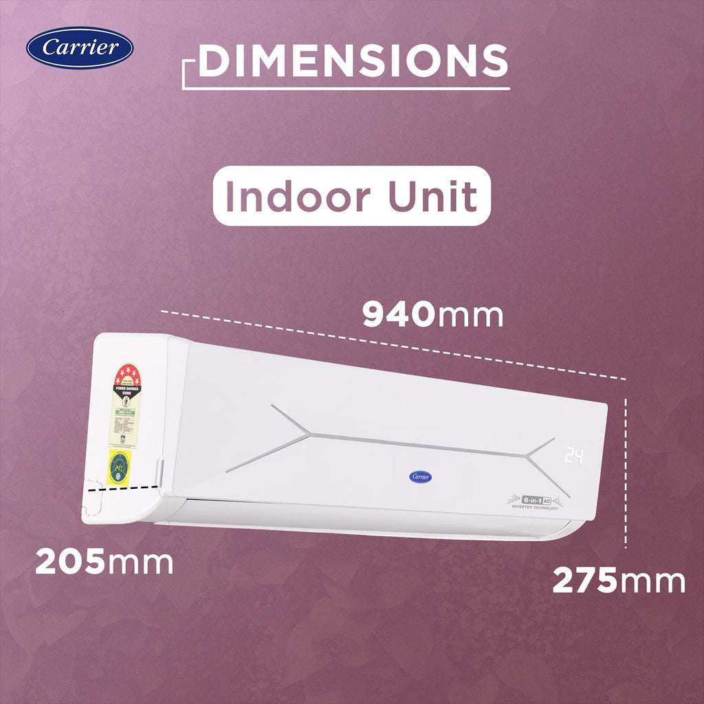 Carrier ESTER EDGE FXi 6 in 1 Convertible 1.5 Ton 4 Star Inverter Split AC with Intelligent CRF Alert (Copper Condenser, CAI19EE4R35F0)
