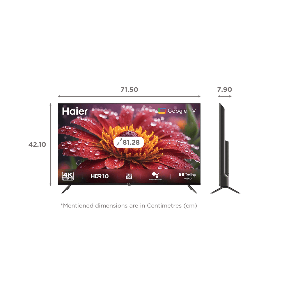 Haier 81.28 cm (32 inch) Full HD Plus QLED Smart Google TV with Google Assistant (2025 model)