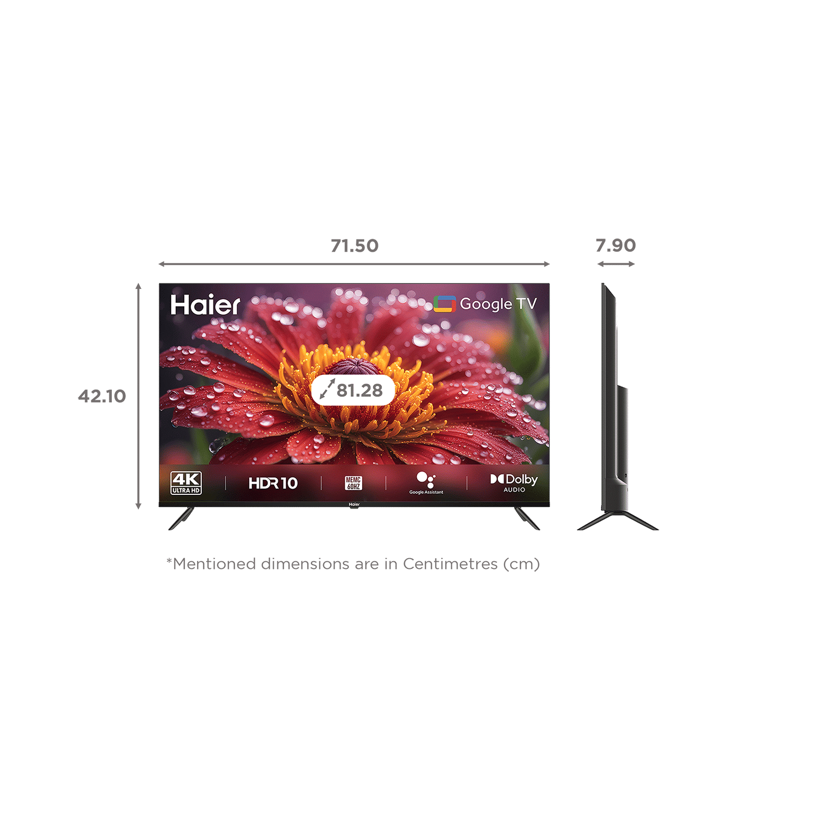 Haier 81.28 cm (32 inch) Full HD Plus QLED Smart Google TV with Google Assistant (2025 model)