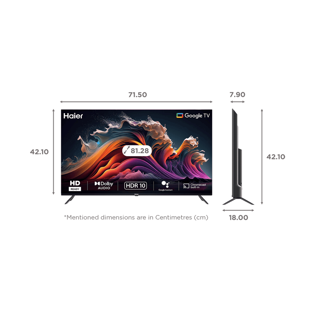 Haier 81.28 cm (32 inch) HD Ready LED Smart Google TV with Google Assistant (2025 model)