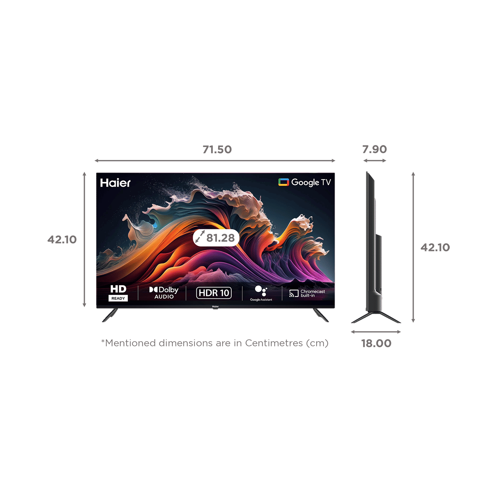 Haier 81.28 cm (32 inch) HD Ready LED Smart Google TV with Google Assistant (2025 model)