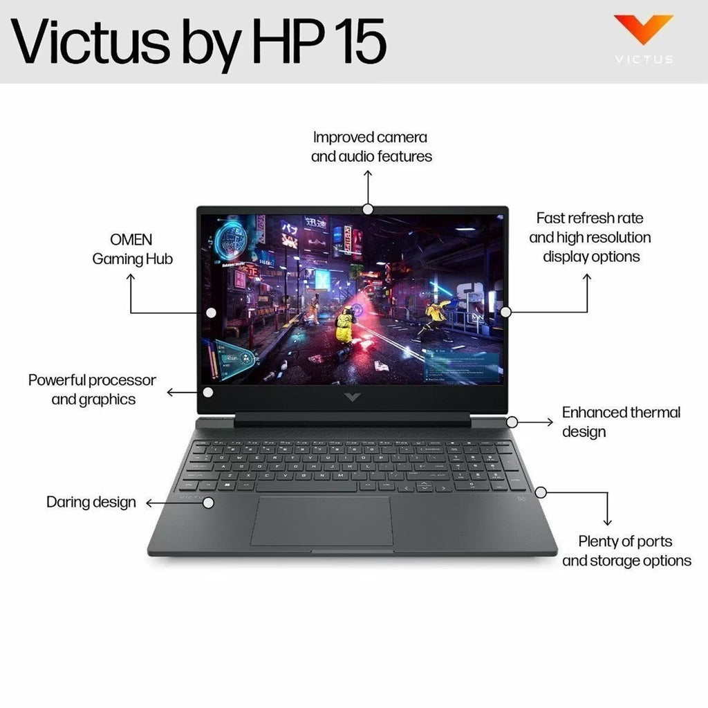 HP Victus 15-fa2192TX Intel Core i5 13th Gen Gaming Laptop (16GB, 512GB SSD, Windows 11 Home, 4GB Graphics, 15.6 inch 144 Hz Full HD IPS Display, NVIDIA GeForce RTX 3050, MS Office Home 2024, Performance Blue, 2.29 KG)