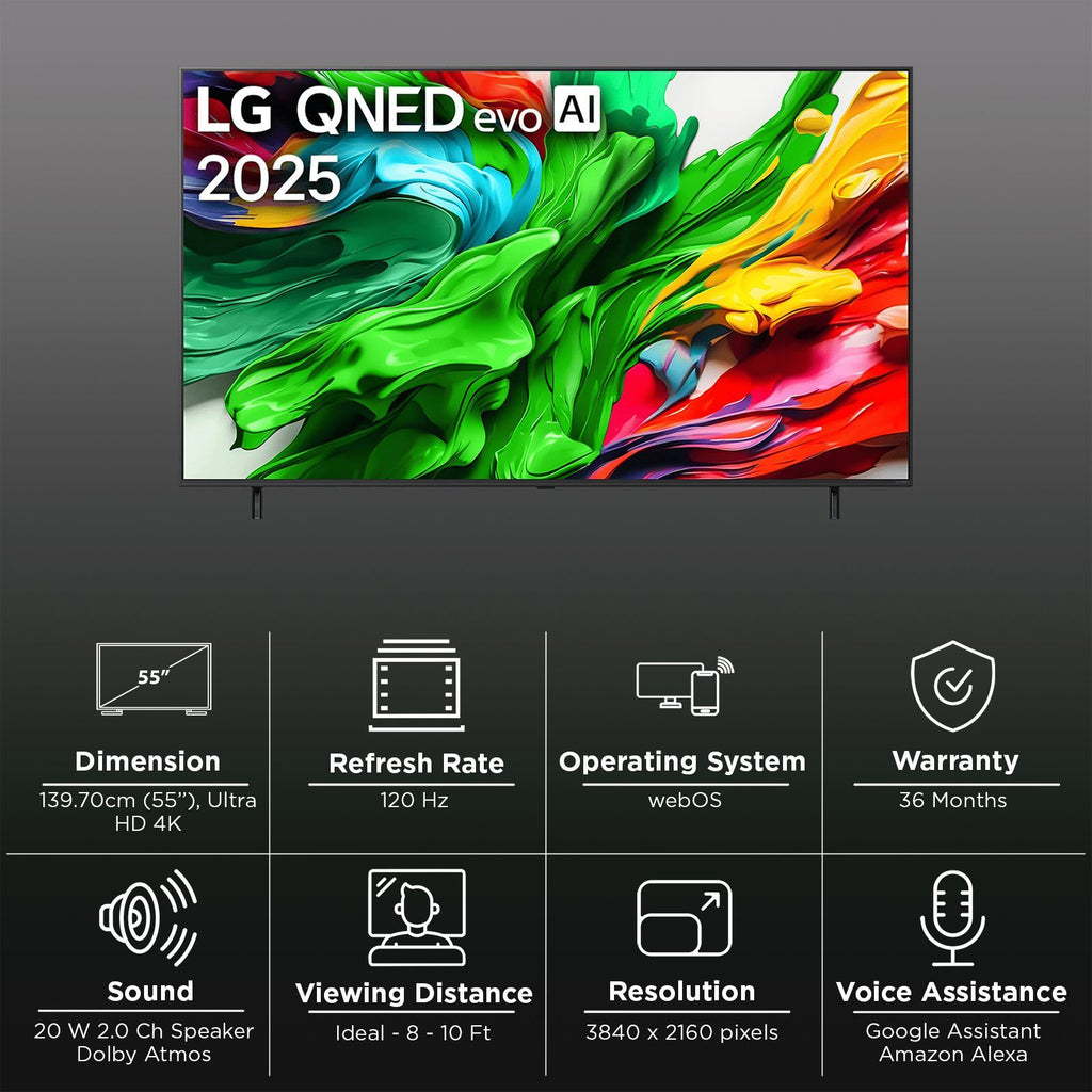 LG 139.7 cm (55 inch) 4K QNED Mini LED WebOS TV with Dolby Vision & Dolby Atmos (2025 Model)