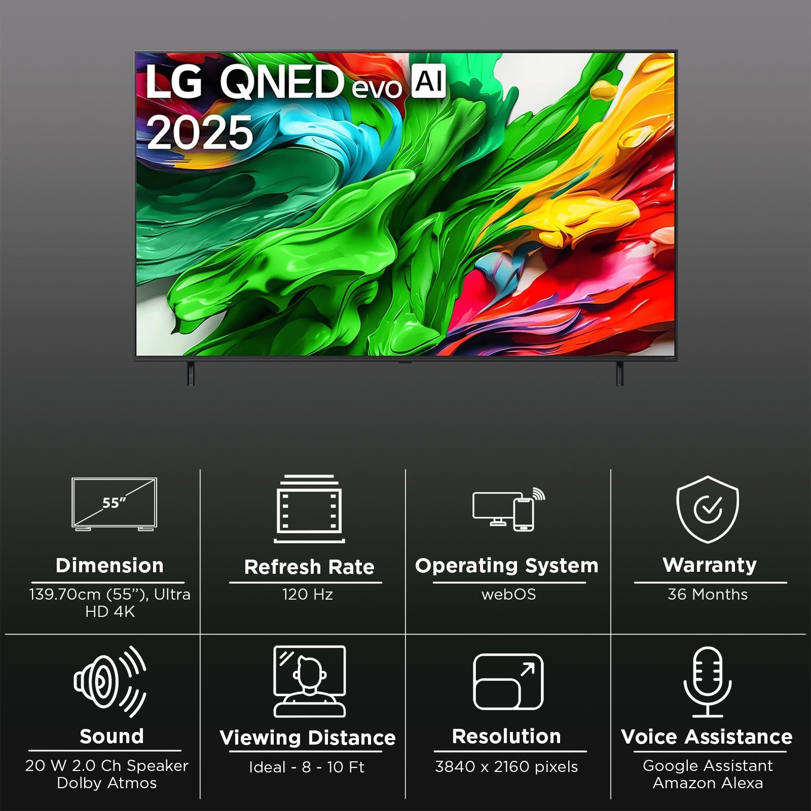 LG 139.7 cm (55 inch) 4K QNED Mini LED WebOS TV with Dolby Vision & Dolby Atmos (2025 Model)