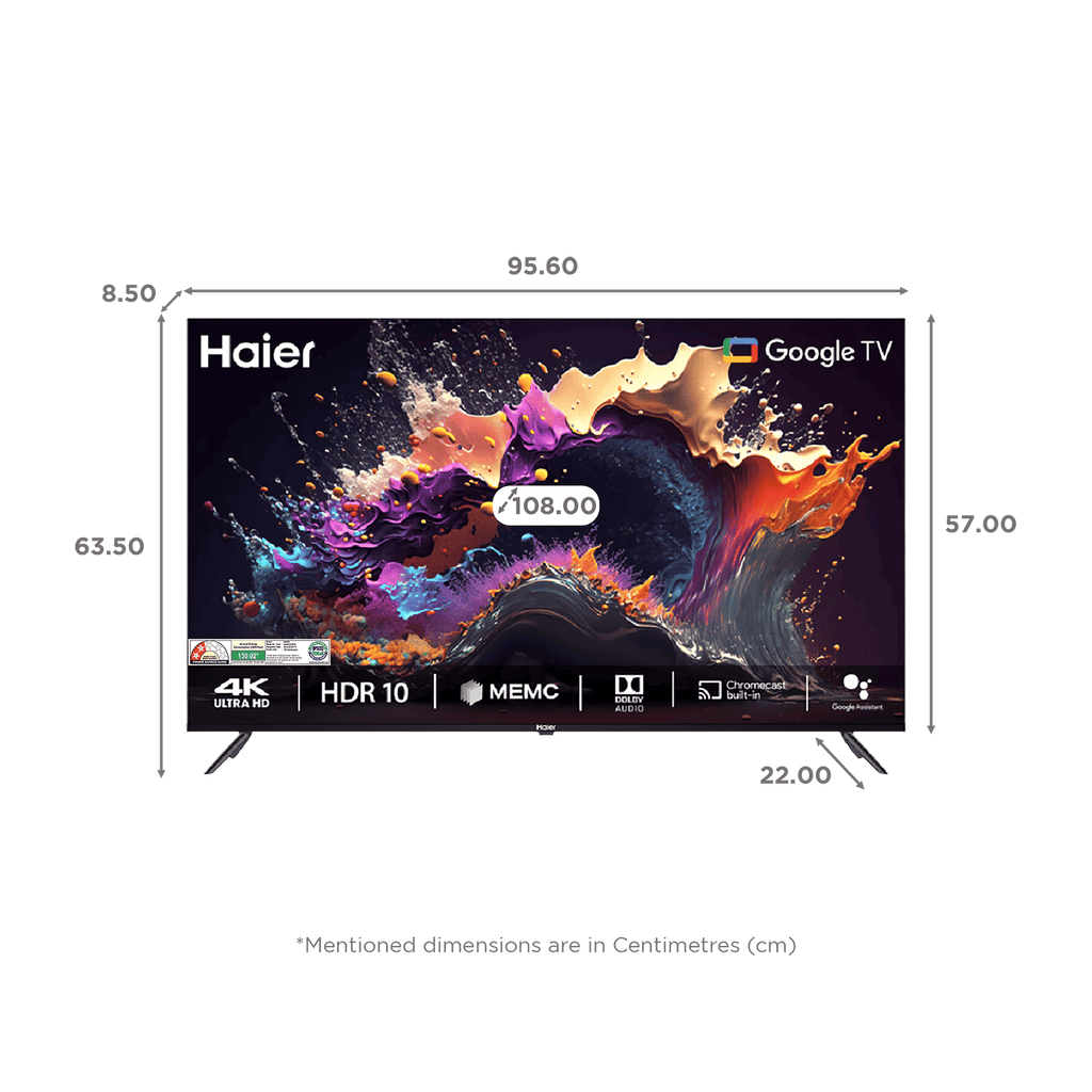 Haier 43A9UG 109.22 cm (43 inch) 4K Ultra HD LED Backlit Smart Google TV with Google Assistant Support (2025 model)
