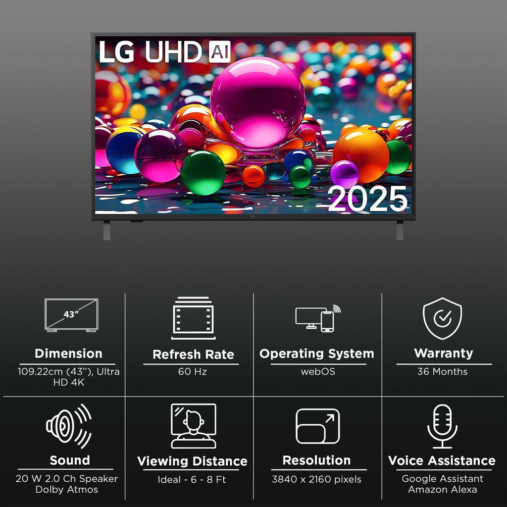 LG UA75 109.22 cm (43 inch) 4K Ultra HD Smart WebOS TV with Google Cast (2025 model)