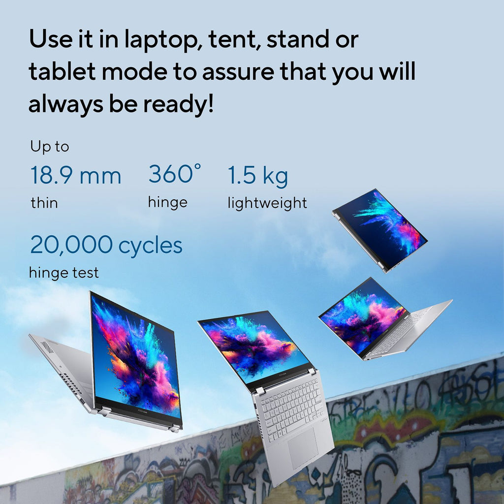 ASUS Vivobook S14 Flip TP3402VAO-LZ612WS Intel Core i5 13th Gen Touchscreen 2-in-1 Laptop (16GB, 512GB SSD, Windows 11 Home, 14 inch WUXGA IPS Display, MS Office Home 2024, Cool Silver, 1.50 KG)