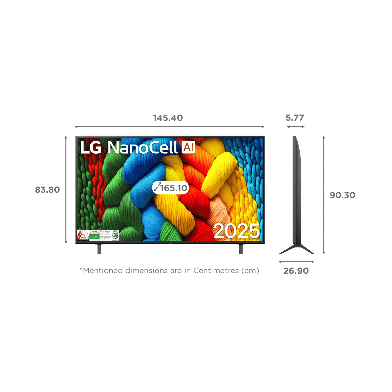 LG NanoCell AI NANO83 165.1 cm (65 inch) 4K Ultra HD Smart WebOS TV with Dolby Atmos (2025 Model)