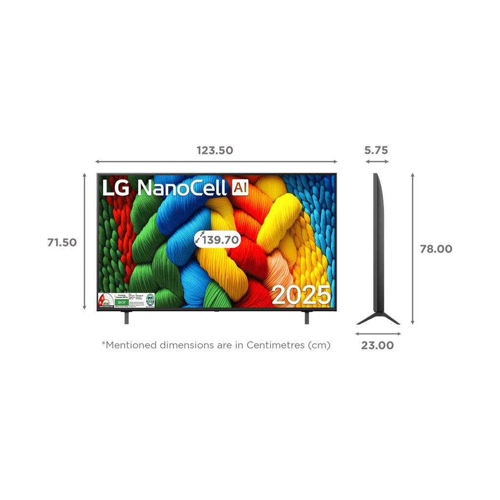 LG NanoCell AI NANO83 139.7 cm (55 inch) 4K Ultra HD Smart WebOS TV with Dolby Atmos (2025 Model)