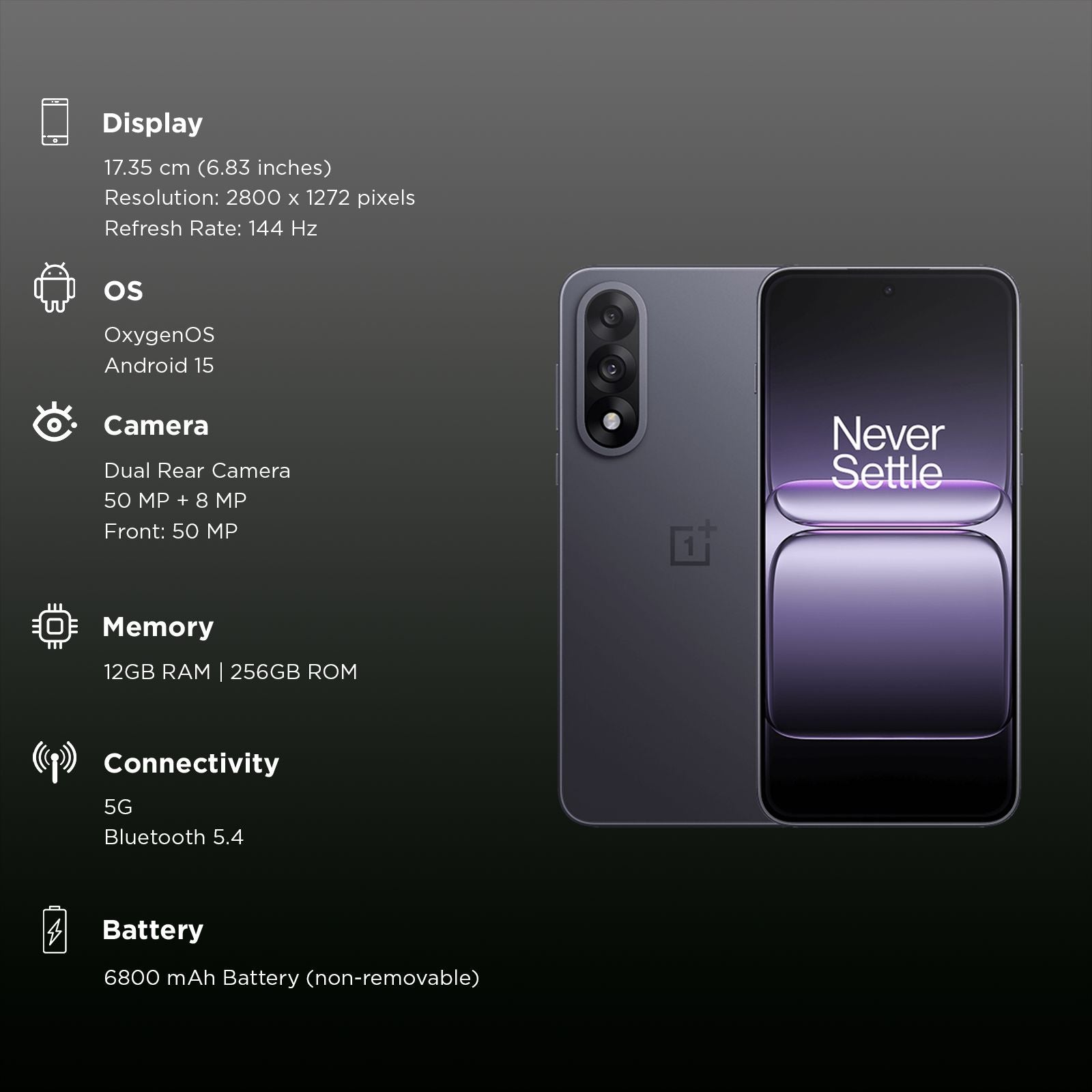 OnePlus Nord 5 5G (12GB RAM, 256GB, Phantom Grey)