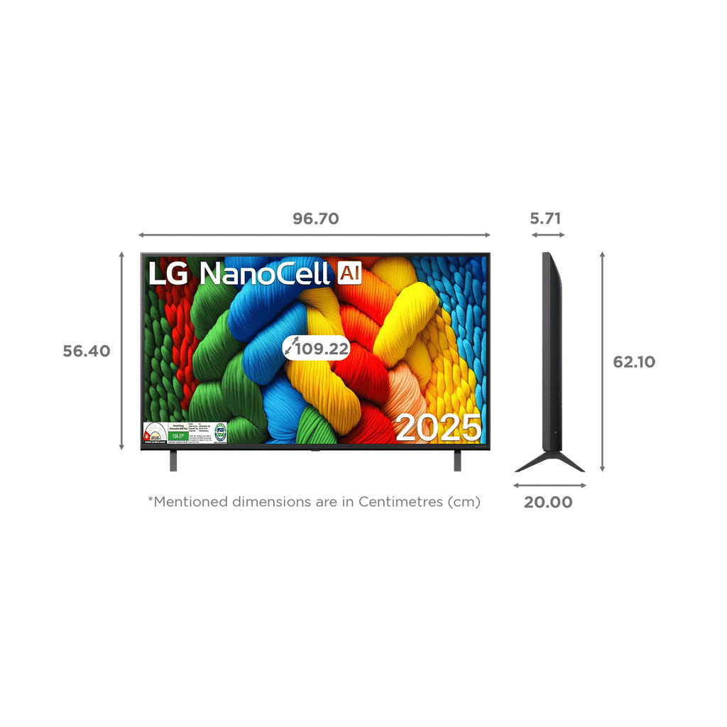 LG NanoCell AI NANO83 109.22 cm (43 inch) 4K Ultra HD Smart WebOS TV with Dolby Atmos (2025 Model)