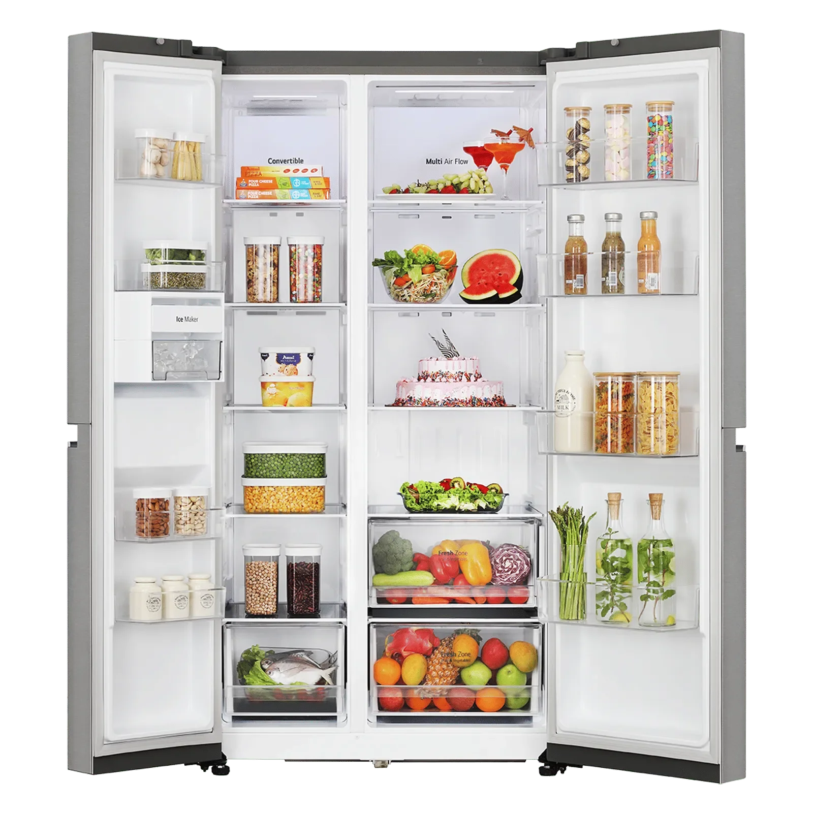 LG 650 Litres 3 Star Frost Free Side by Side Refrigerator (GL- B257HPZ3, Shiny  Steel)