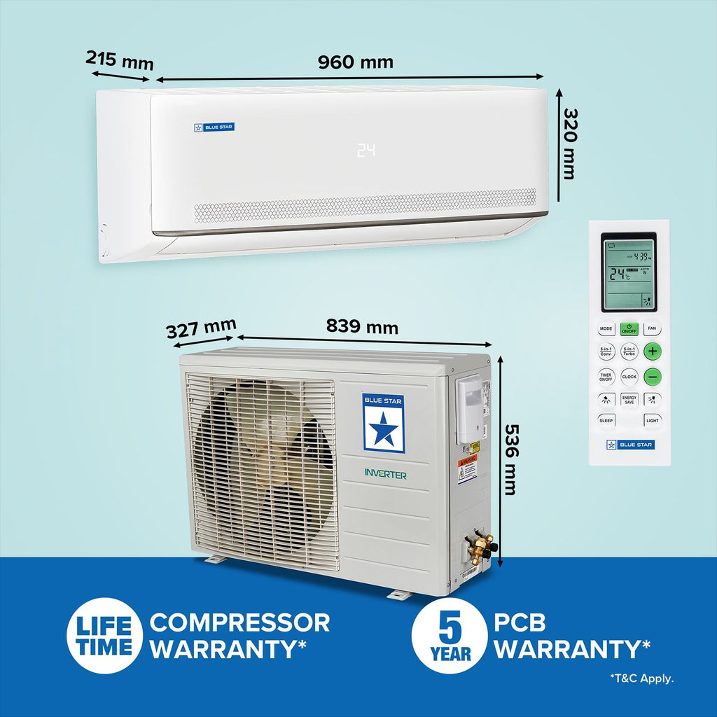 Blue Star M Series 5 in 1 Convertible 1.5 Ton 3 Star Inverter Split AC with AI Pro (2026 Model, Copper Condenser, IA318MXU)