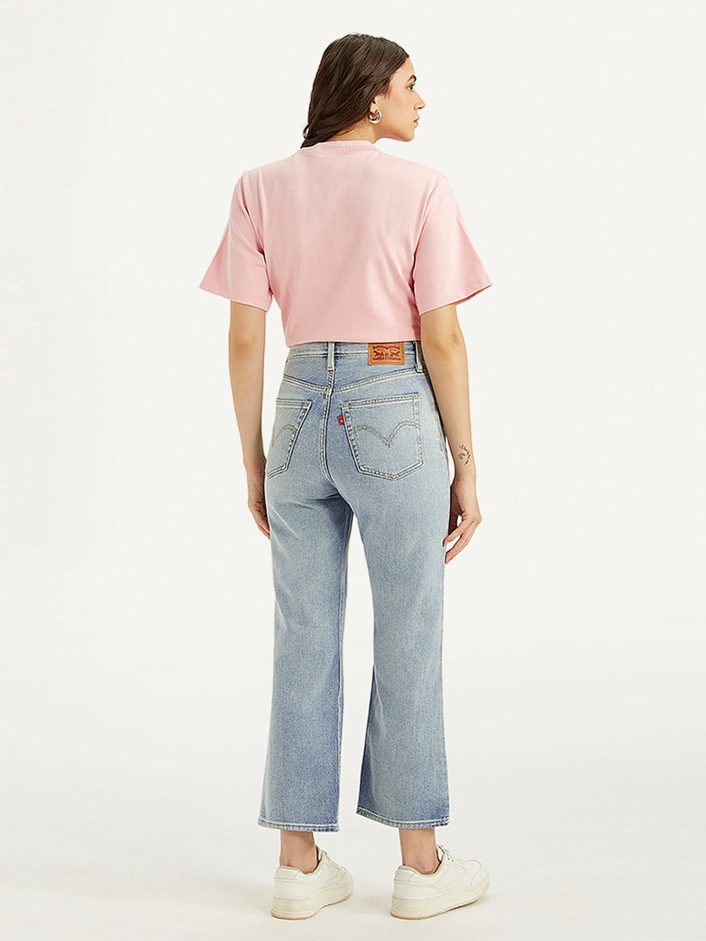 Women's Light Blue Ribcage Cropped Bootcut Fit High Rise Jeans