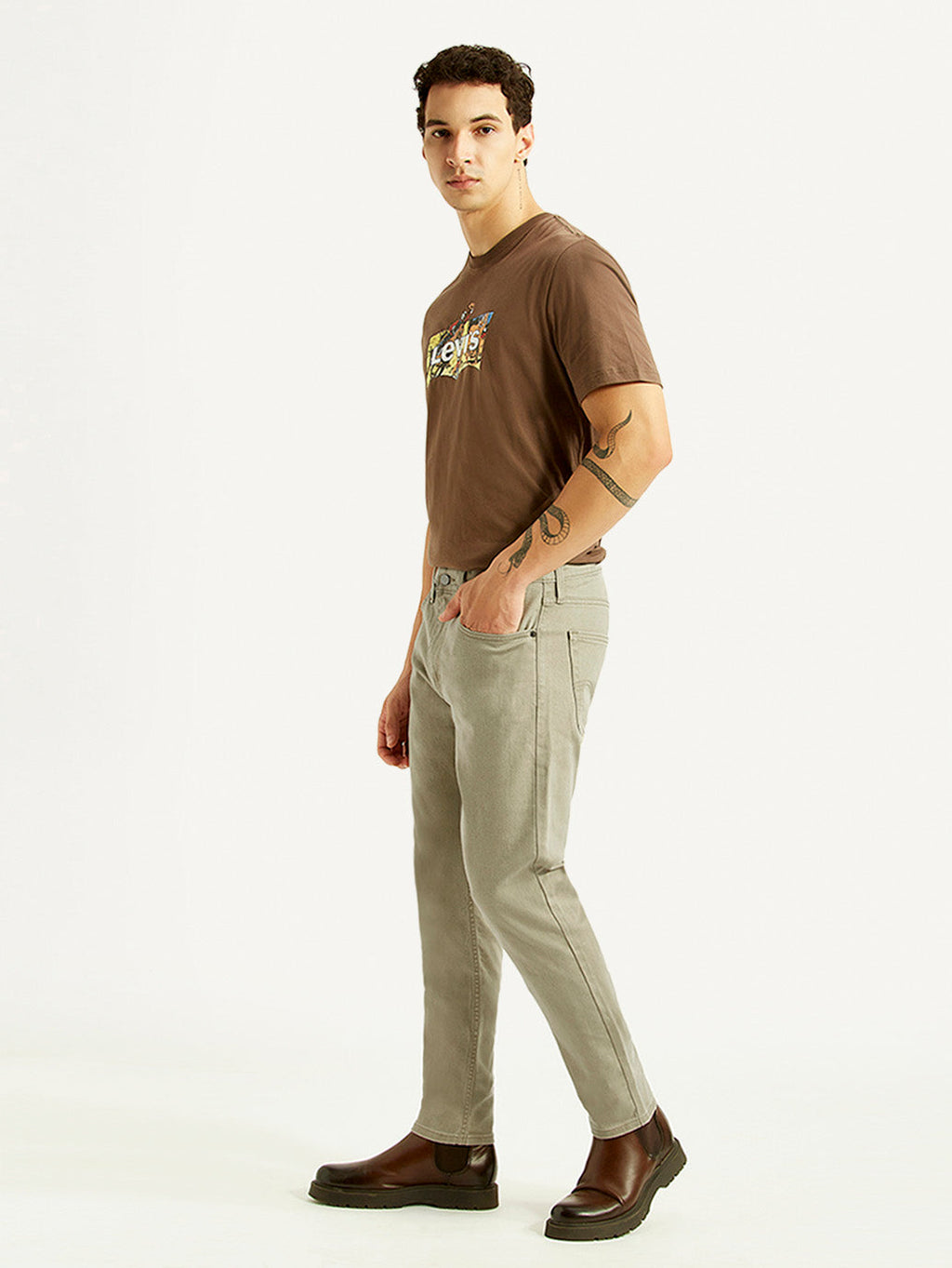 Men's 512 Light Grey Slim Tapered Fit Mid Rise Jeans