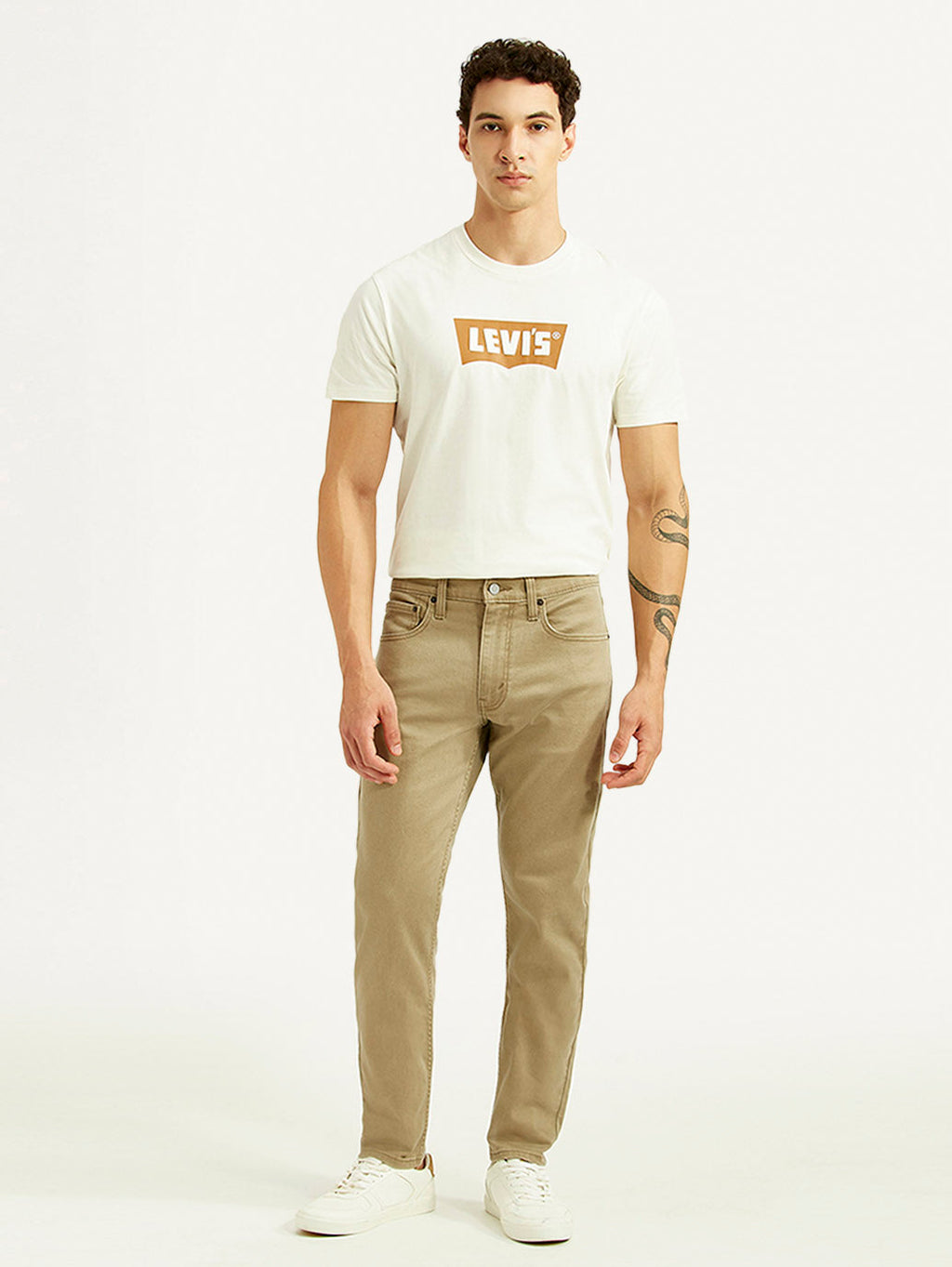 Men's 512 Beige Slim Tapered Fit Mid Rise Jeans