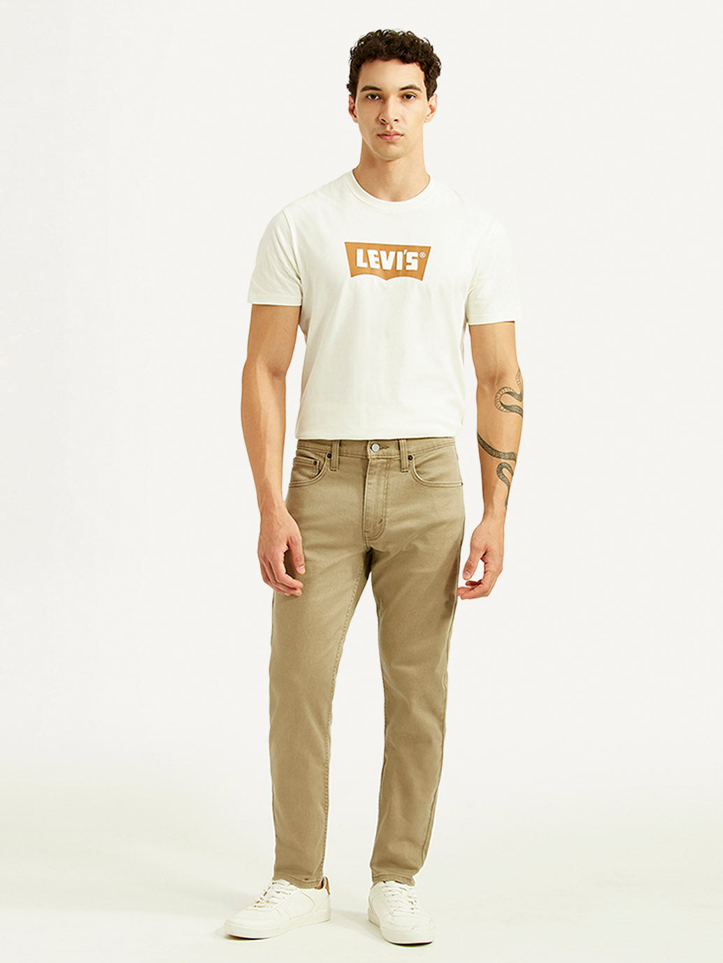 Men's 512 Beige Slim Tapered Fit Mid Rise Jeans