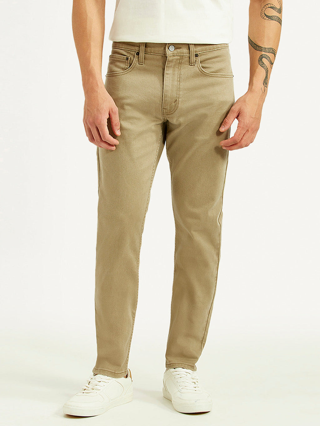 Men's 512 Beige Slim Tapered Fit Mid Rise Jeans