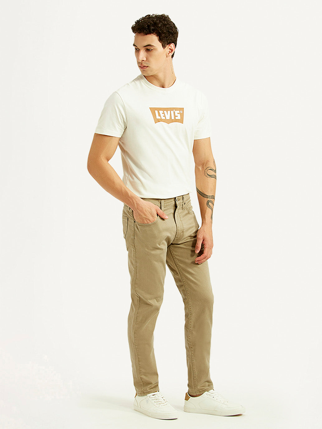 Men's 512 Beige Slim Tapered Fit Mid Rise Jeans