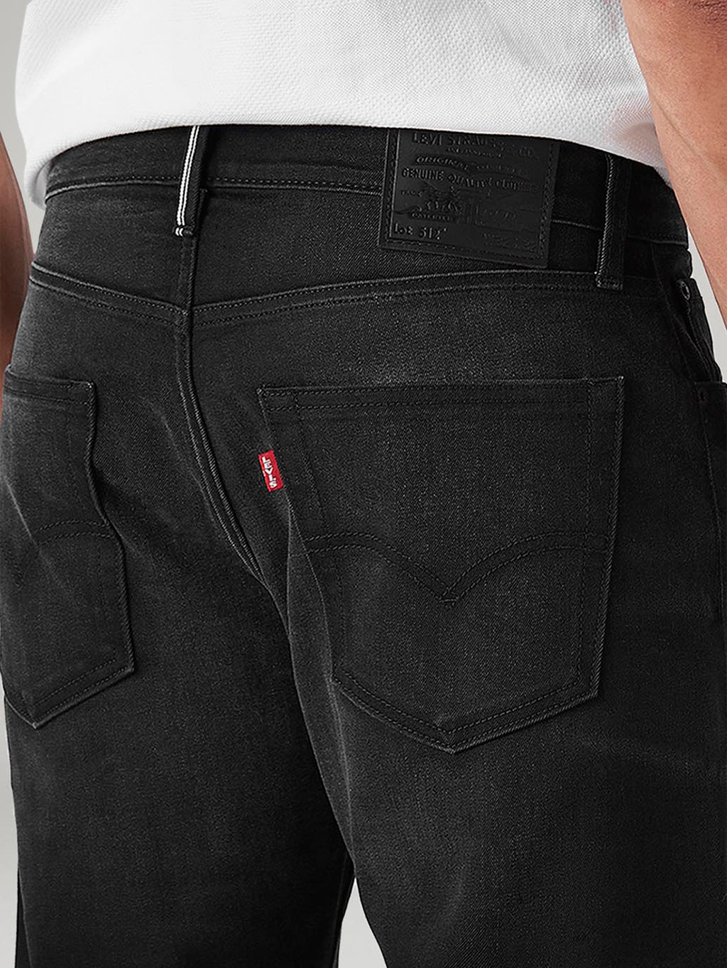 Men's 512 Black Slim Tapered Fit Mid Rise Selvedge Jeans