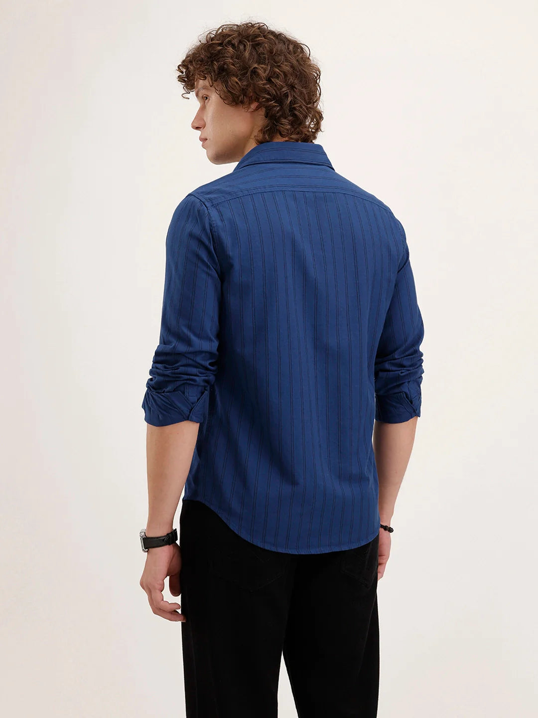 Regular Fit Striped Shirt | Dark Blue
