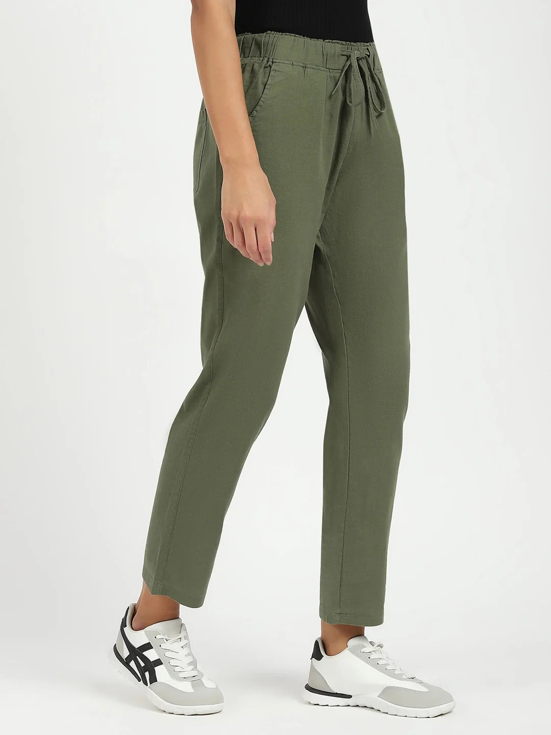 Olive Regular Fit Cotton Lower