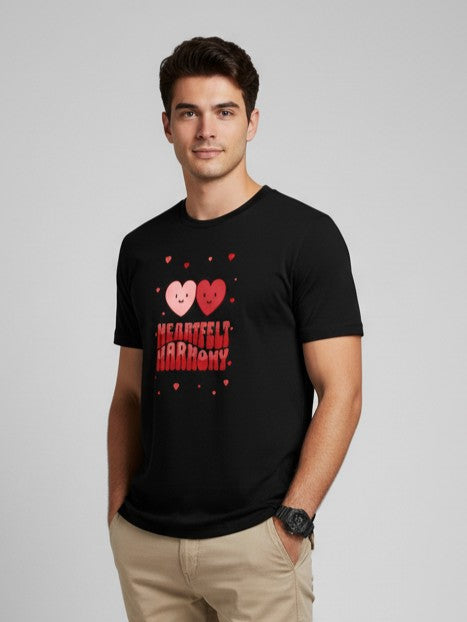 Men Printed Black Cotton Tshirt