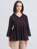 Cotton Bandhani Dot Print Peplum Blouse
