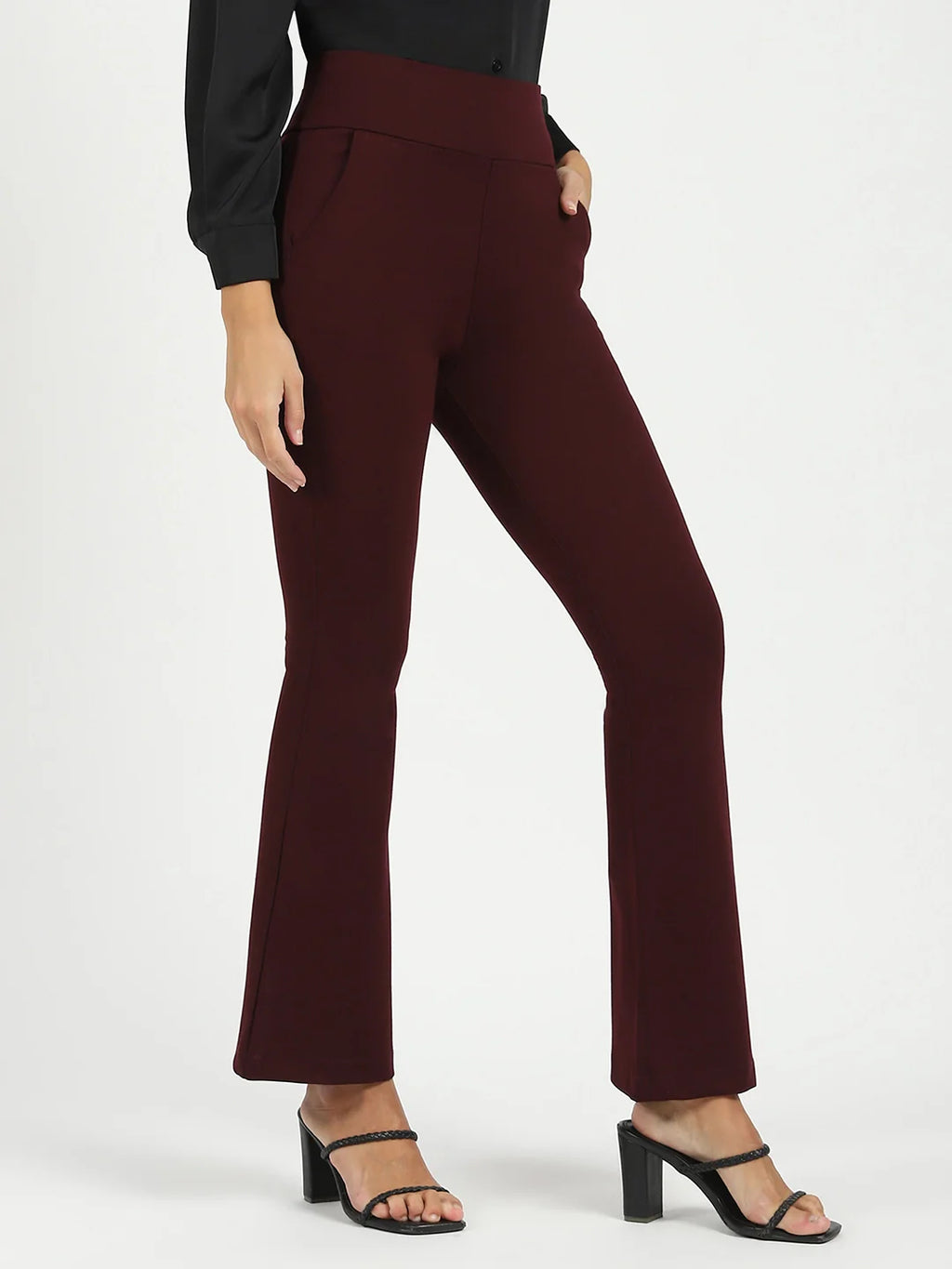 Burgundy Stretchable Bootcut Trouser