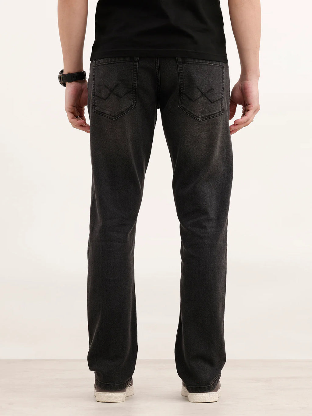 Solid Straight Fit Denim Jeans | Dark Grey