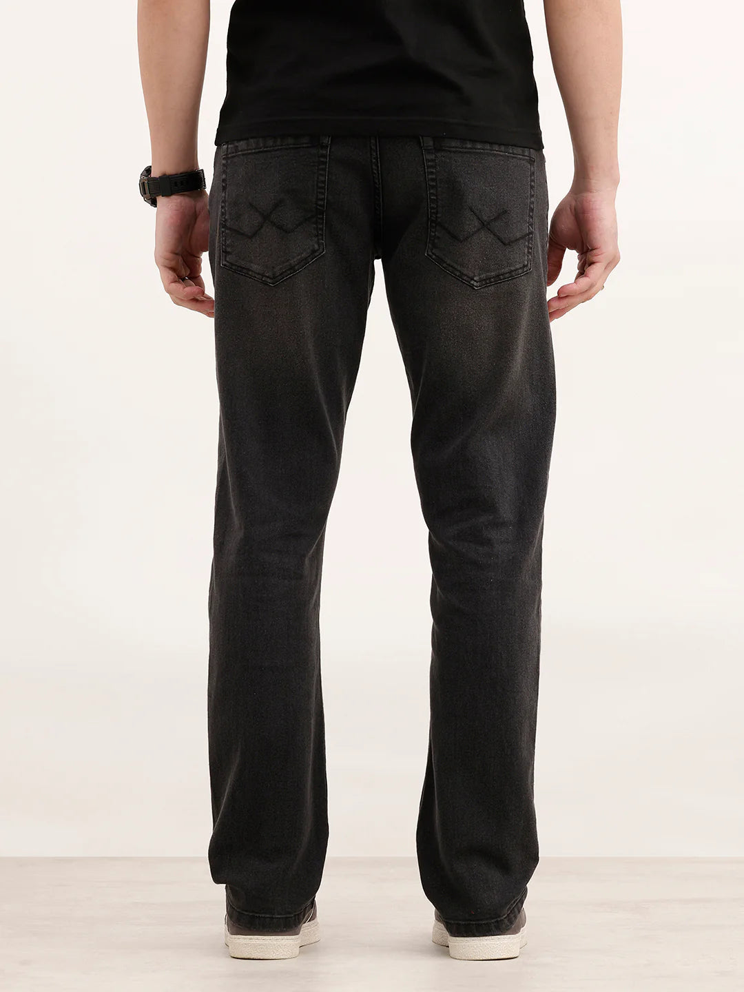 Solid Straight Fit Denim Jeans | Dark Grey