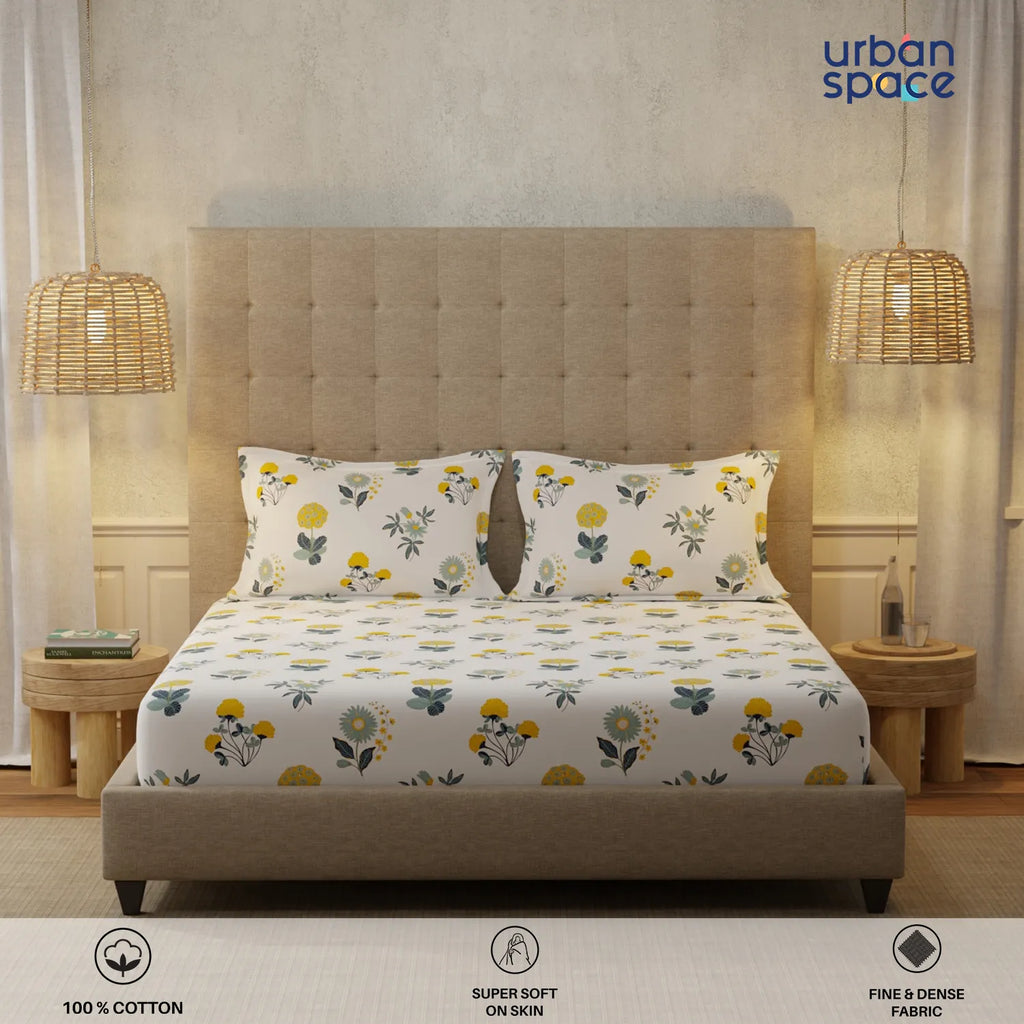 200 TC 100% Cotton Bedsheet Set in Gift Box - Radiance White