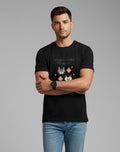 Men Printed Black Cotton Tshirt