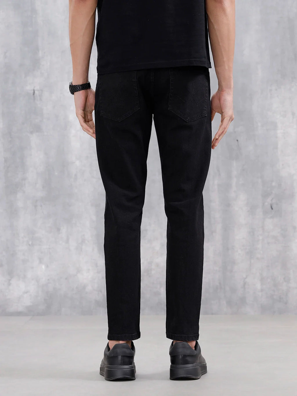 Men Casual Skinny Crop Jeans | Black