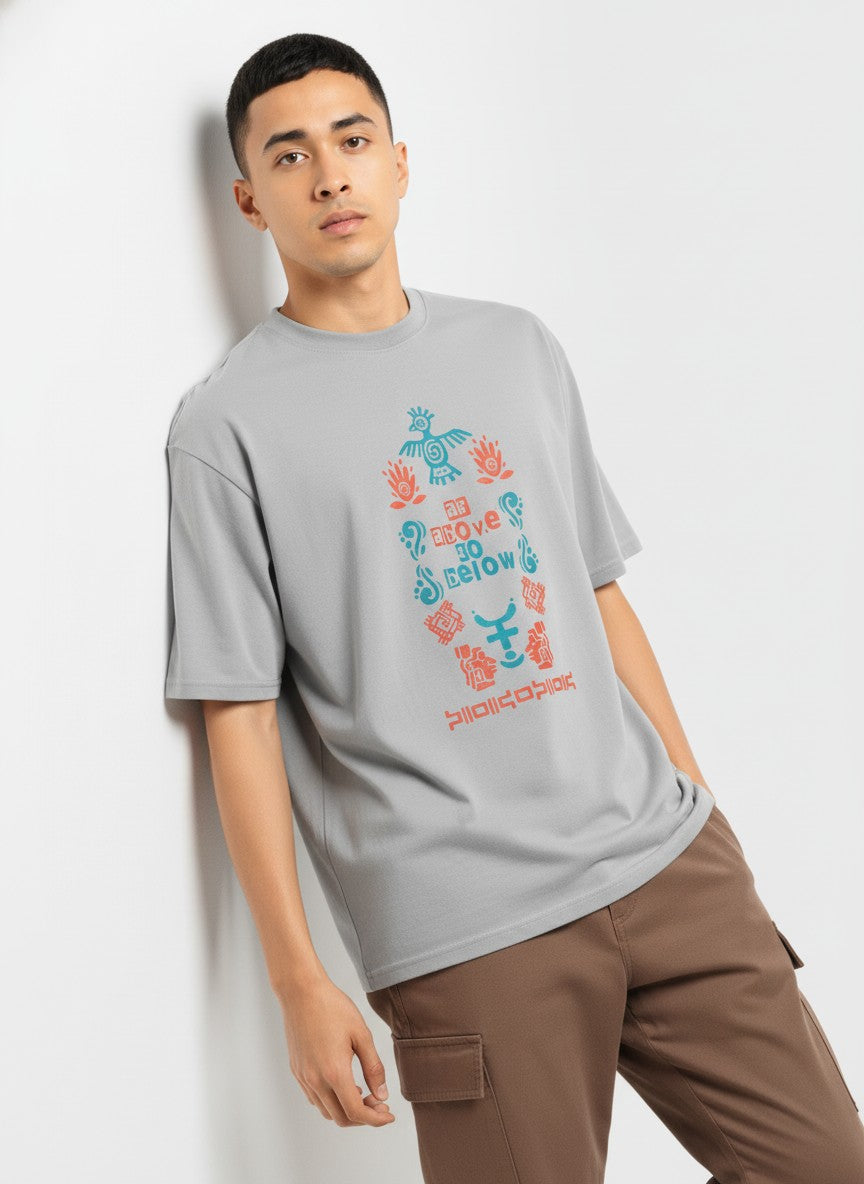 Men Oversized Cotton Tribal T-Shirt