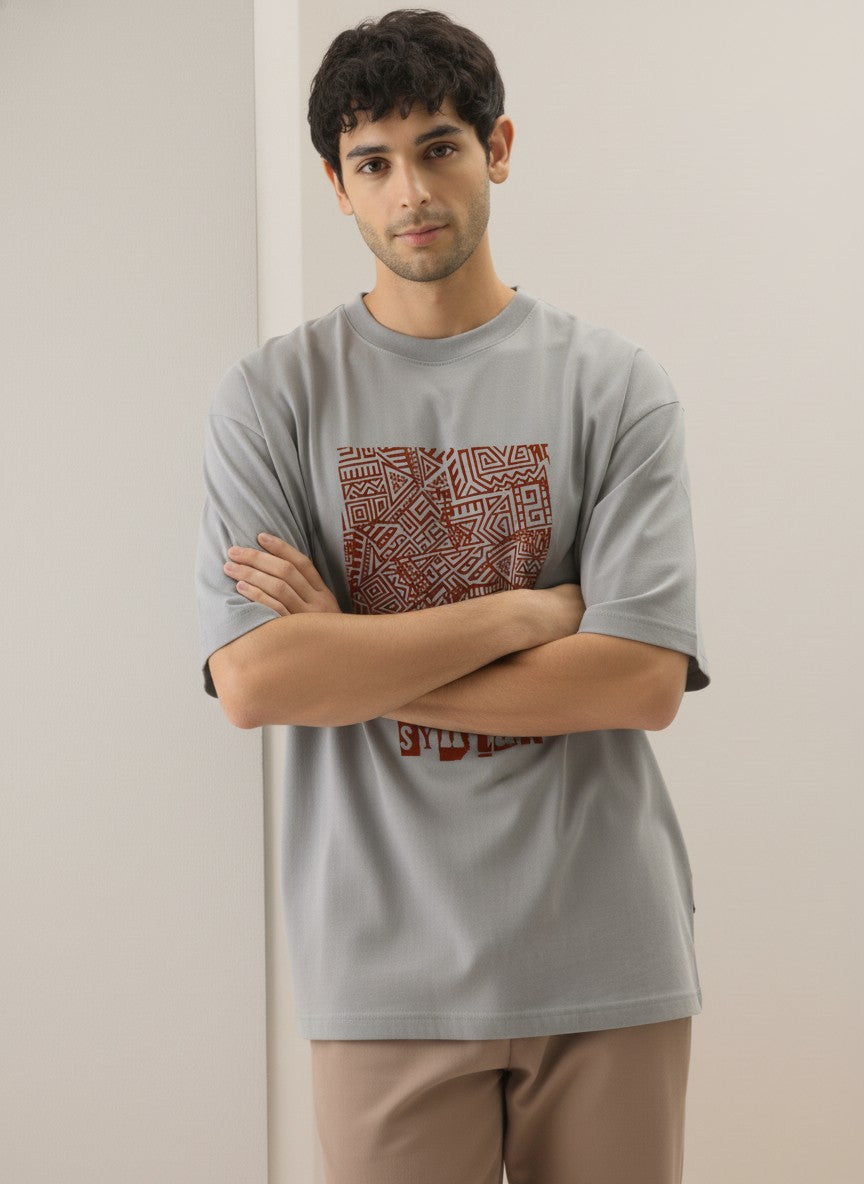 Men Oversized Cotton Tribal T-Shirt