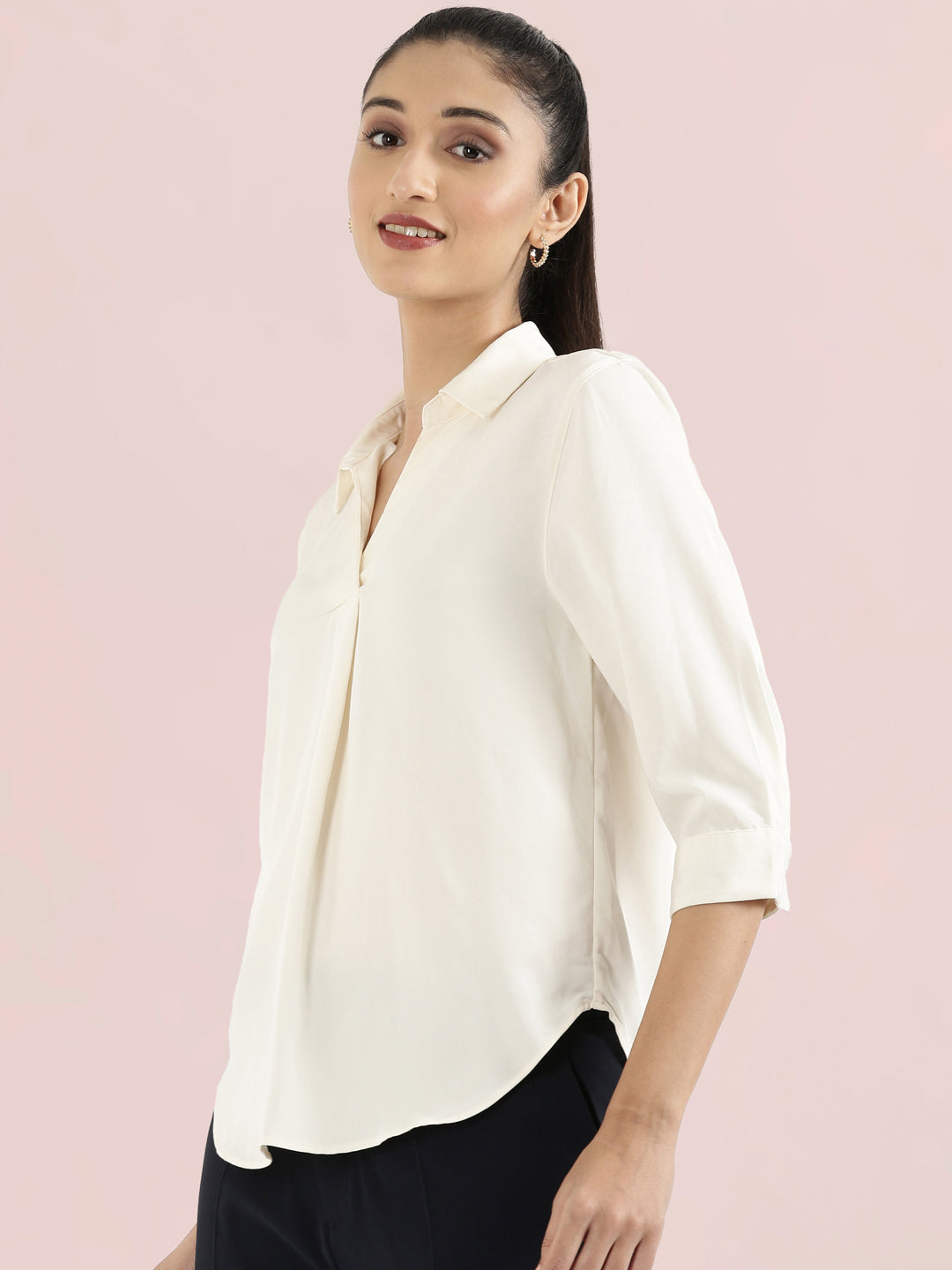 Rayon Polo Collar Top