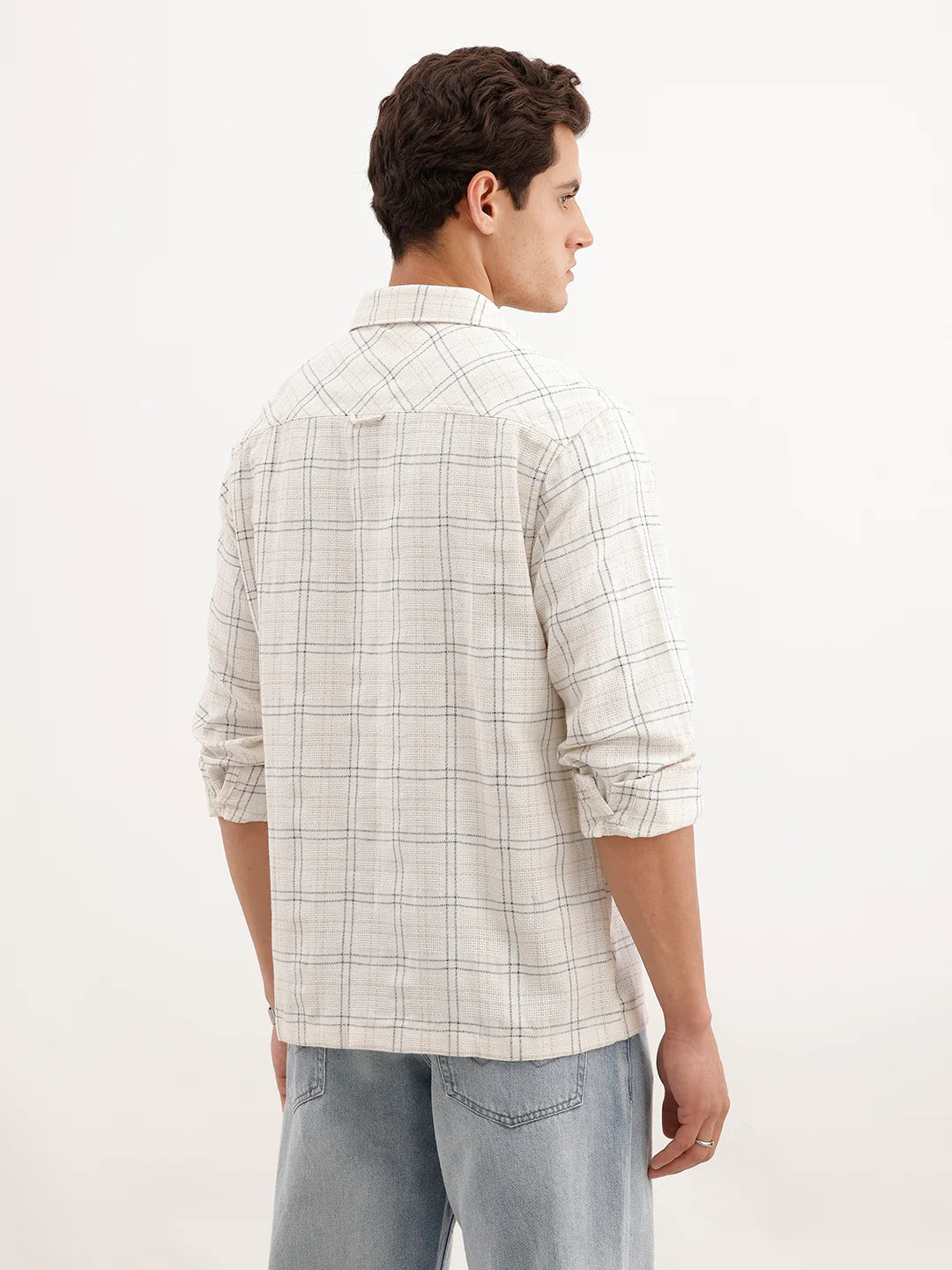 Comfort Fit Textured Shirt  | Off White