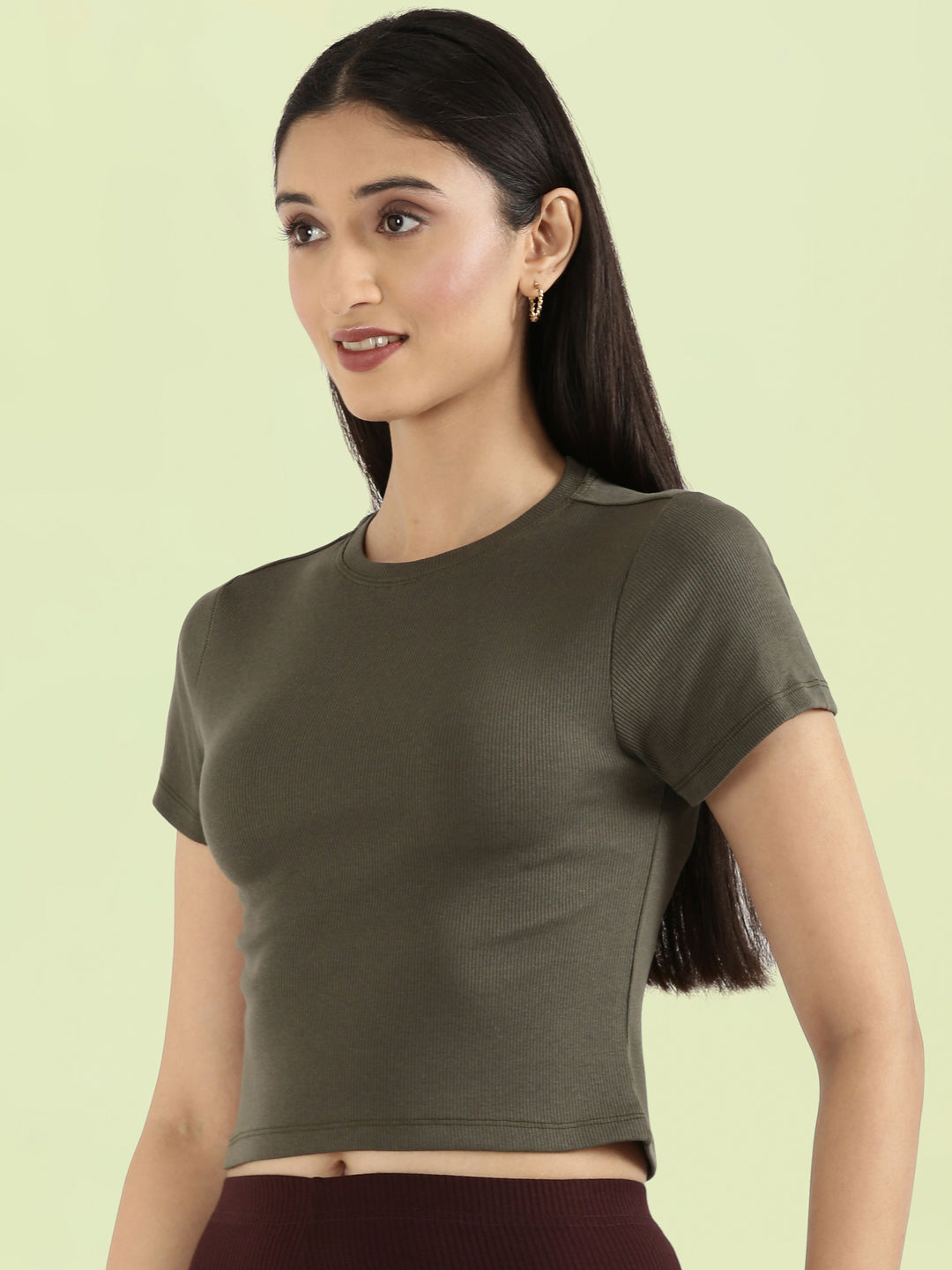Rib Cotton Round Neck Crop Top