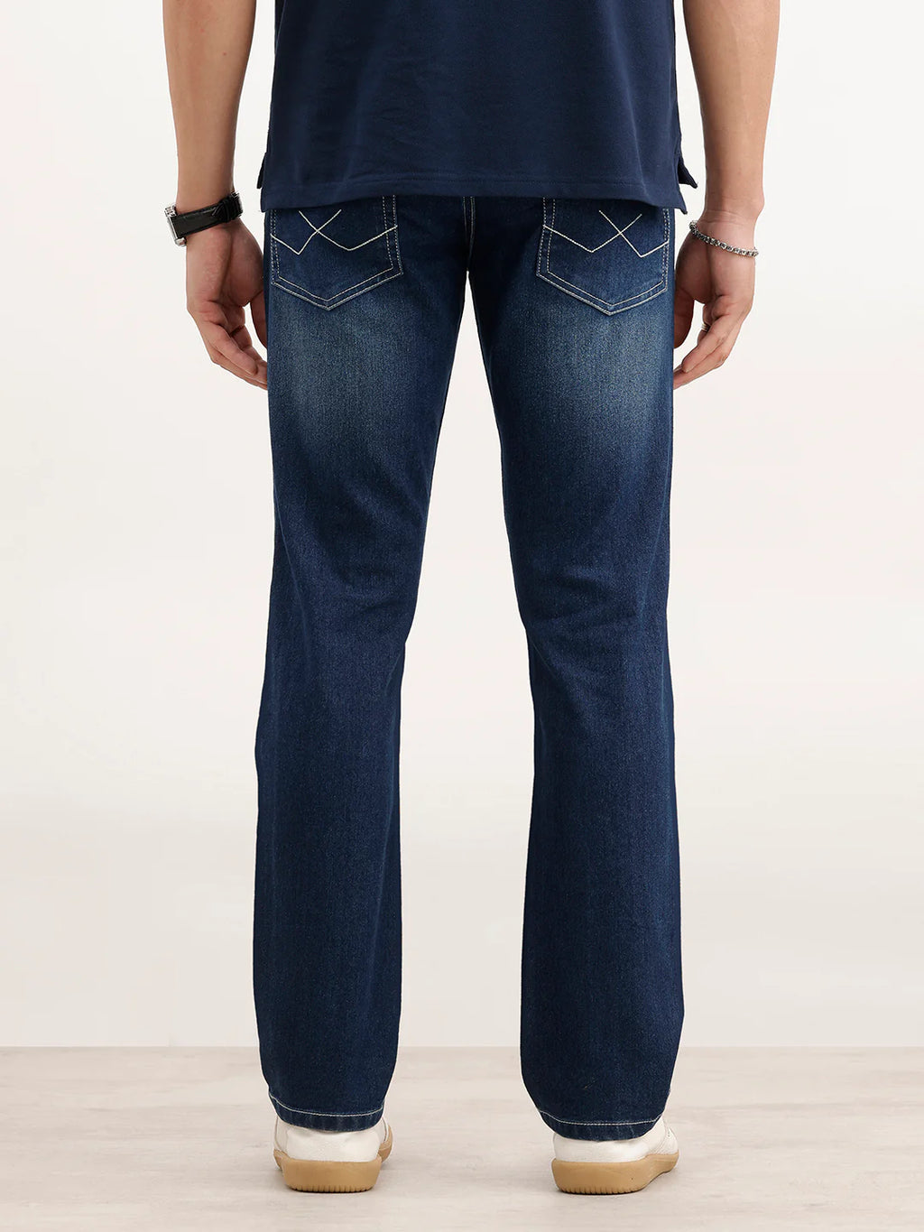 Faded Straight Fit Denim Jeans  | Blue