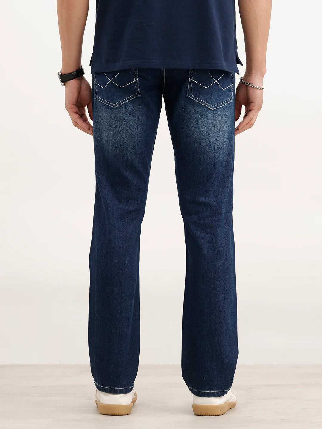 Faded Straight Fit Denim Jeans  | Blue