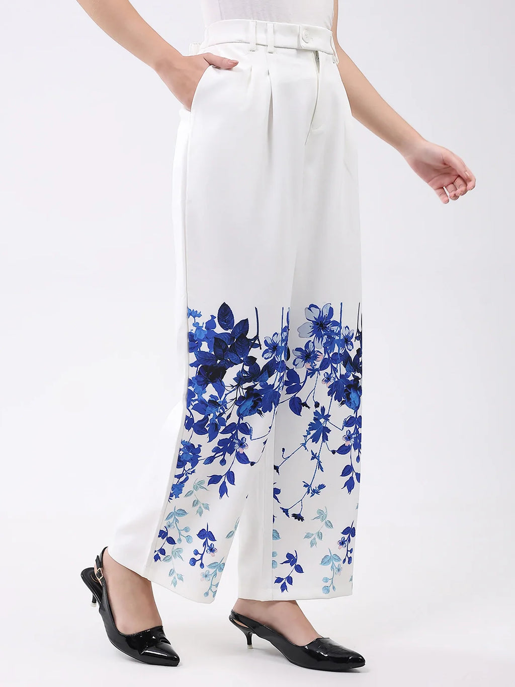 Elegant Floral Straight-Fit Trousers