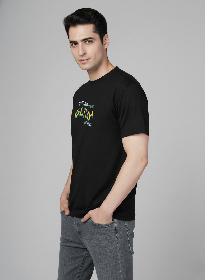 Men Cotton Black Printed Tshirt