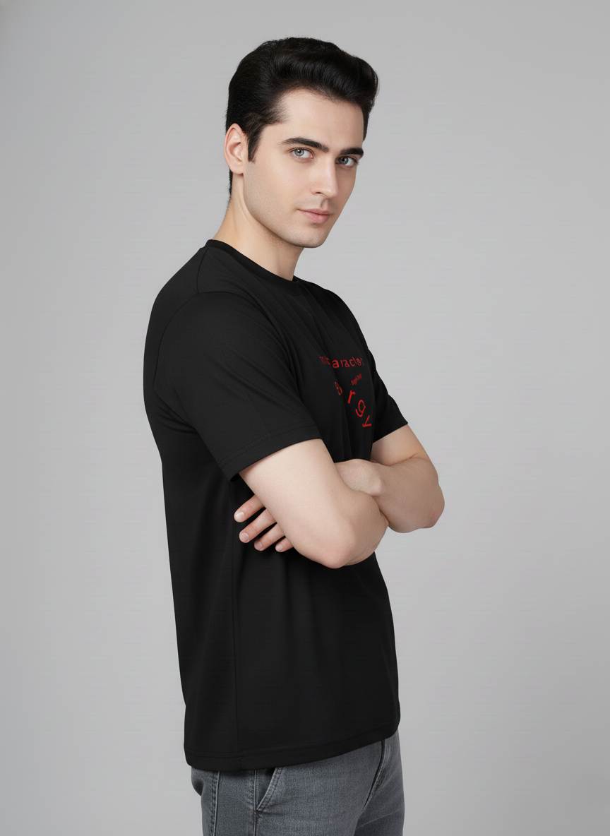 Men Cotton Black Printed Tshirt