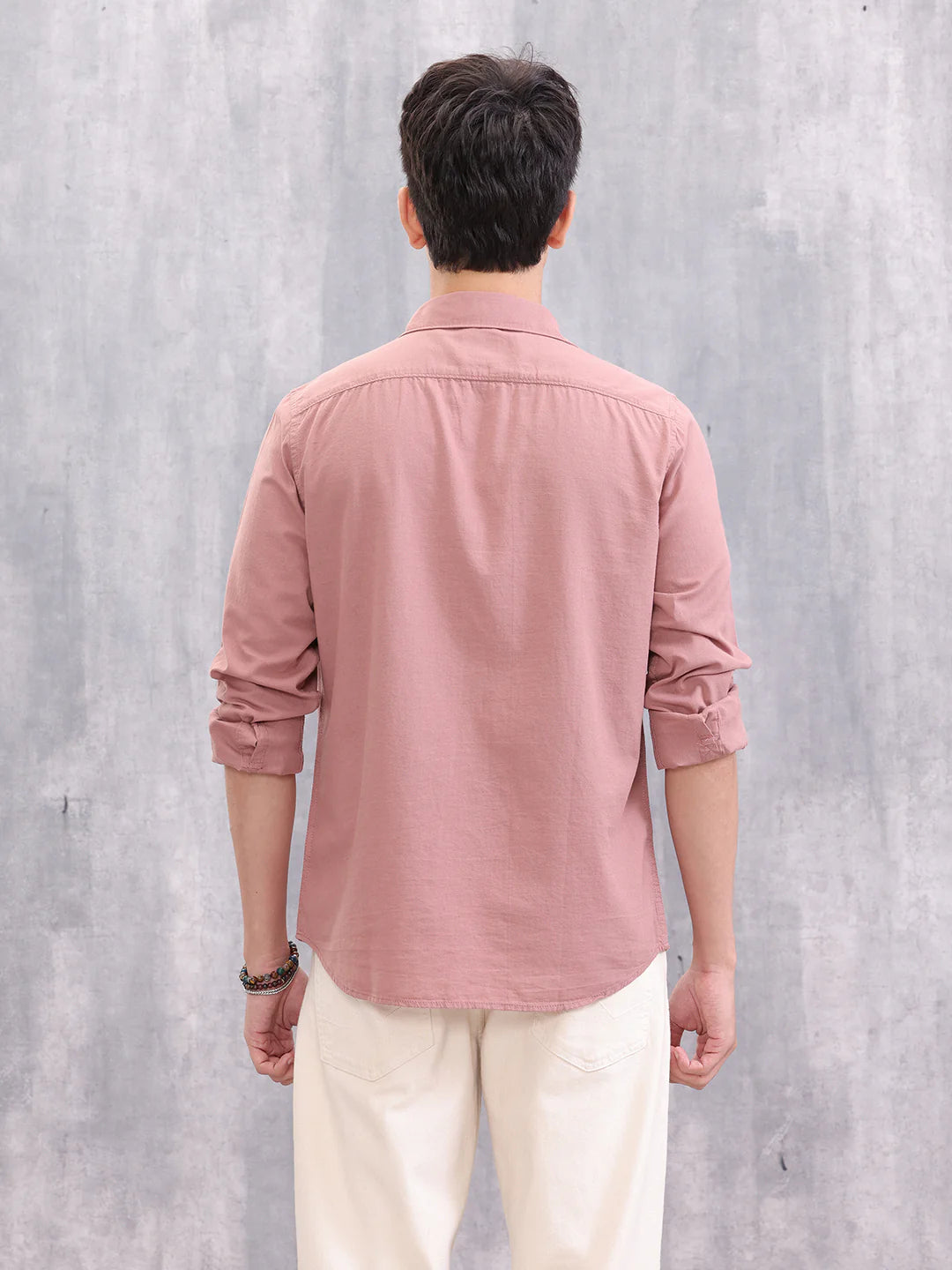 Solid Cotton Full Sleeve Shirt | Pink