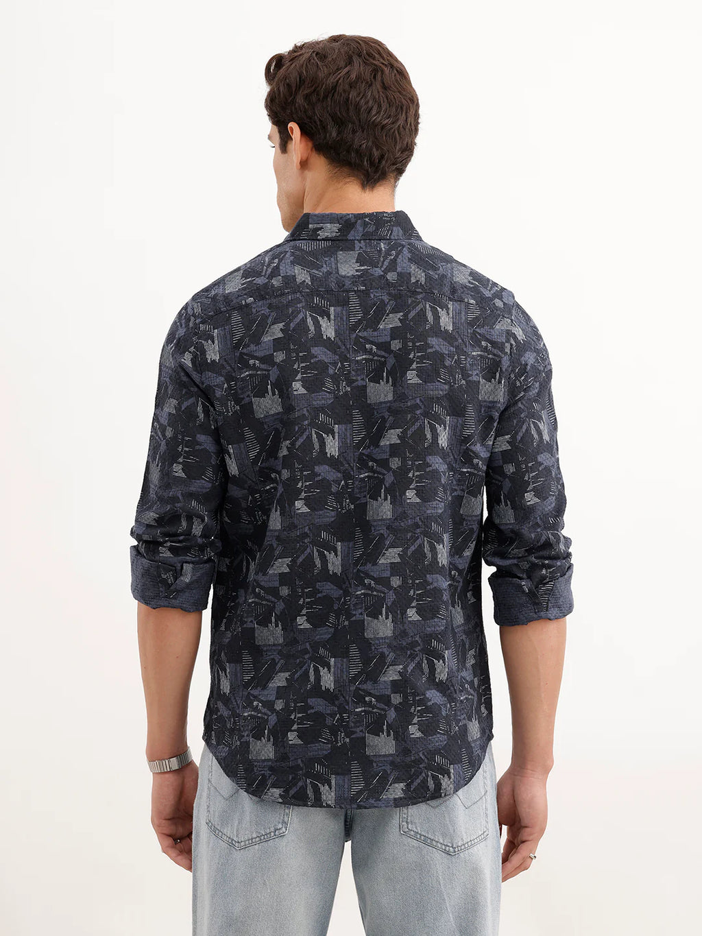 Slim Fit Textured Shirt  | Dark Blue