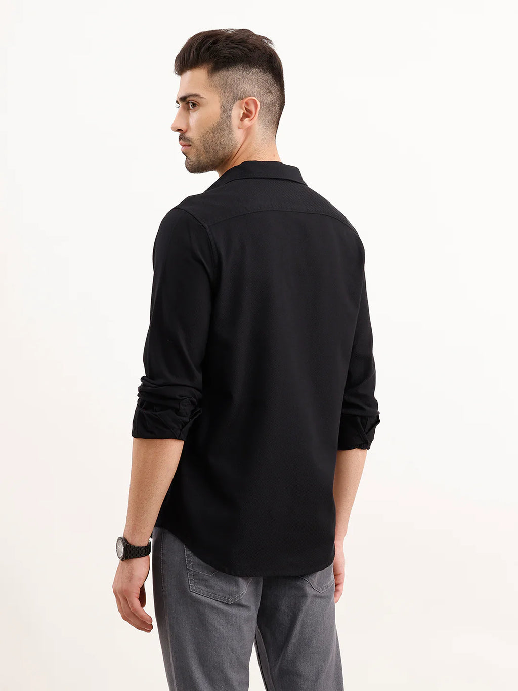 Textured Regular Fit Shirt | Black
